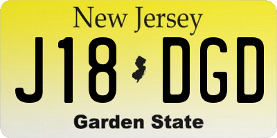 NJ license plate J18DGD