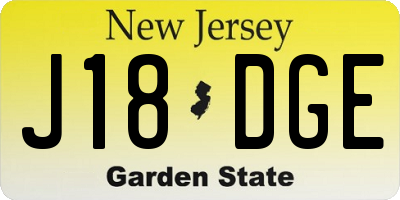 NJ license plate J18DGE