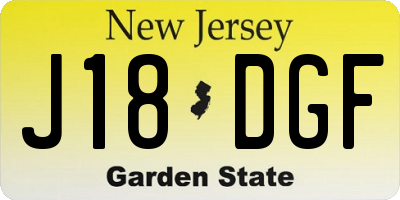 NJ license plate J18DGF