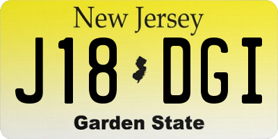 NJ license plate J18DGI