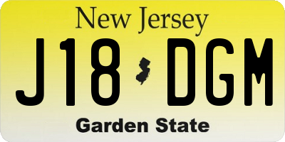 NJ license plate J18DGM
