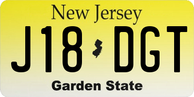 NJ license plate J18DGT