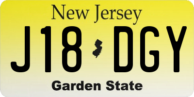 NJ license plate J18DGY