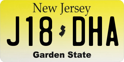 NJ license plate J18DHA