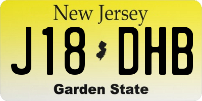 NJ license plate J18DHB