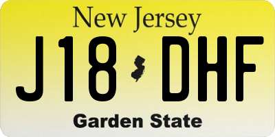 NJ license plate J18DHF