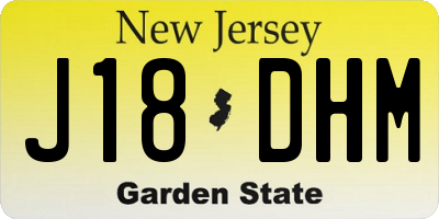 NJ license plate J18DHM