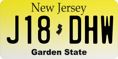 NJ license plate J18DHW