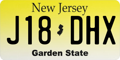 NJ license plate J18DHX