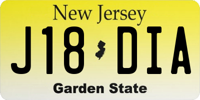 NJ license plate J18DIA