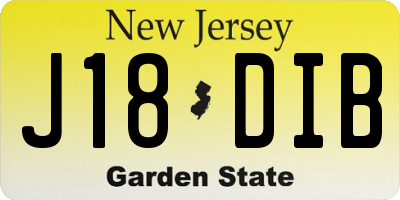 NJ license plate J18DIB