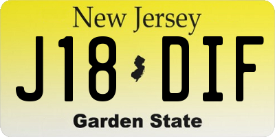 NJ license plate J18DIF