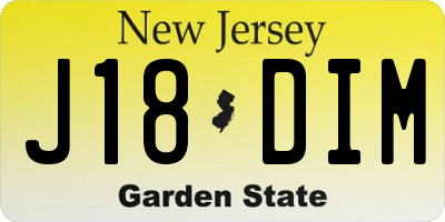 NJ license plate J18DIM