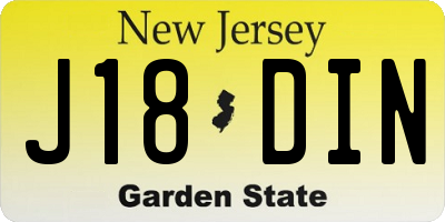 NJ license plate J18DIN