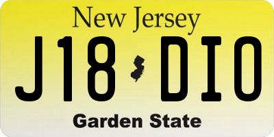 NJ license plate J18DIO