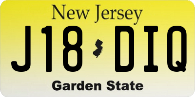 NJ license plate J18DIQ