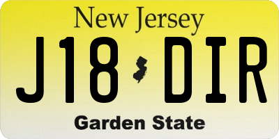 NJ license plate J18DIR