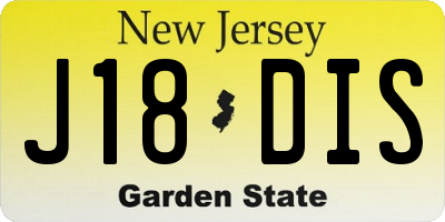 NJ license plate J18DIS