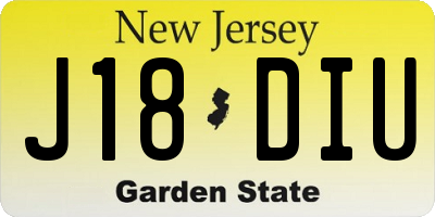 NJ license plate J18DIU