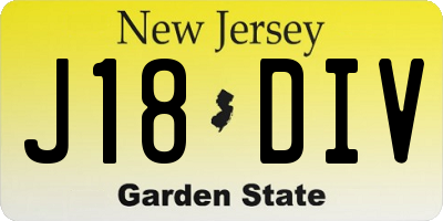 NJ license plate J18DIV