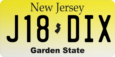 NJ license plate J18DIX