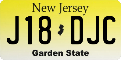 NJ license plate J18DJC