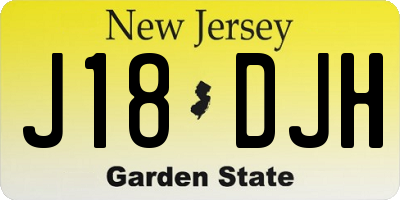 NJ license plate J18DJH