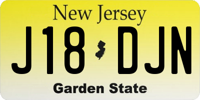 NJ license plate J18DJN