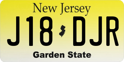NJ license plate J18DJR