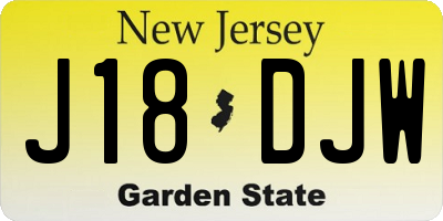 NJ license plate J18DJW