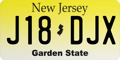NJ license plate J18DJX