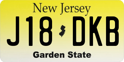 NJ license plate J18DKB