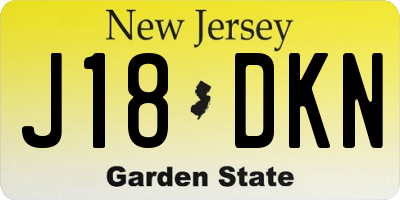 NJ license plate J18DKN