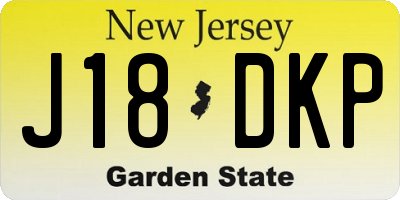 NJ license plate J18DKP