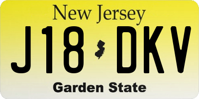 NJ license plate J18DKV