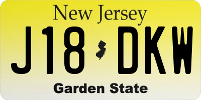 NJ license plate J18DKW