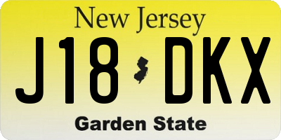 NJ license plate J18DKX
