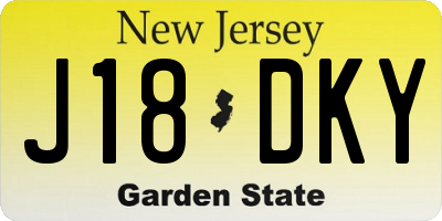 NJ license plate J18DKY