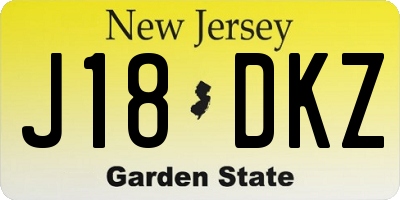 NJ license plate J18DKZ
