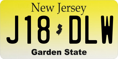NJ license plate J18DLW