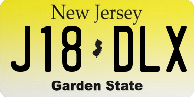 NJ license plate J18DLX