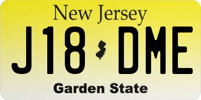 NJ license plate J18DME