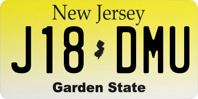 NJ license plate J18DMU