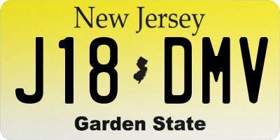 NJ license plate J18DMV
