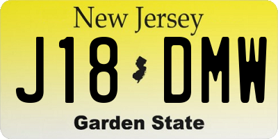 NJ license plate J18DMW
