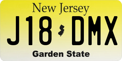 NJ license plate J18DMX