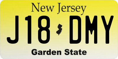 NJ license plate J18DMY