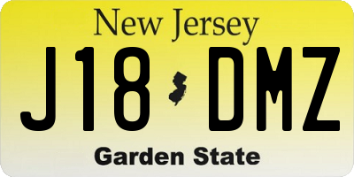 NJ license plate J18DMZ