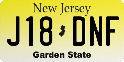NJ license plate J18DNF