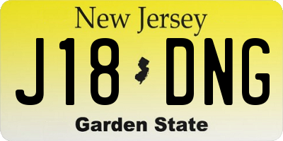 NJ license plate J18DNG